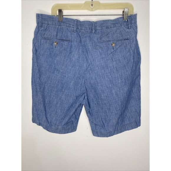 Polo Ralph Lauren Chambray Shorts Men's Size 35 Blue Cotton Flat Front - Picture 5 of 8
